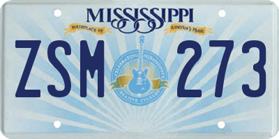 MS license plate ZSM273
