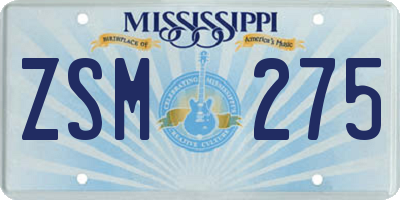 MS license plate ZSM275