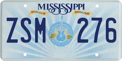 MS license plate ZSM276