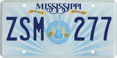 MS license plate ZSM277