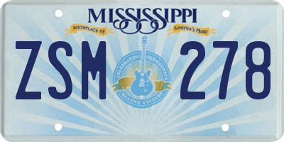 MS license plate ZSM278
