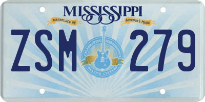 MS license plate ZSM279