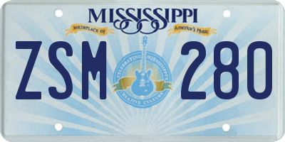 MS license plate ZSM280