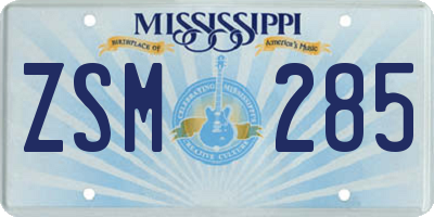 MS license plate ZSM285