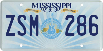 MS license plate ZSM286