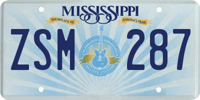 MS license plate ZSM287