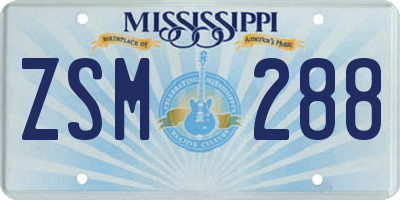 MS license plate ZSM288