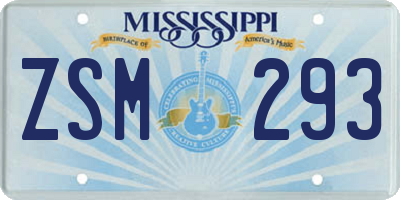 MS license plate ZSM293