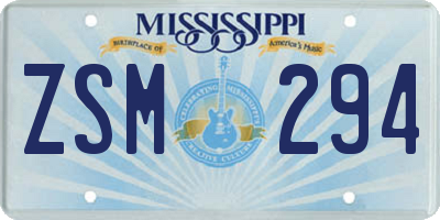 MS license plate ZSM294