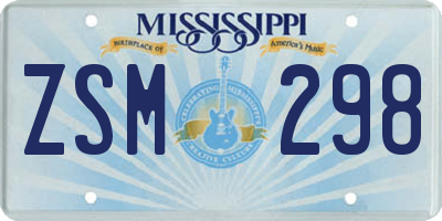 MS license plate ZSM298