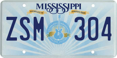 MS license plate ZSM304
