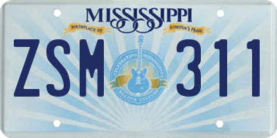 MS license plate ZSM311