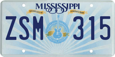 MS license plate ZSM315