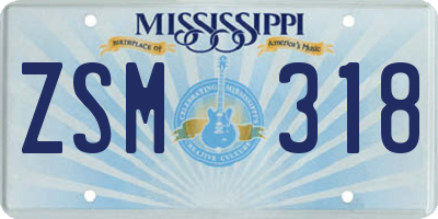 MS license plate ZSM318