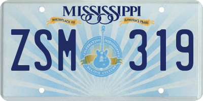 MS license plate ZSM319