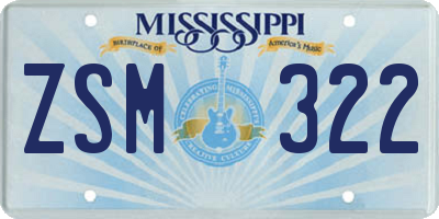 MS license plate ZSM322