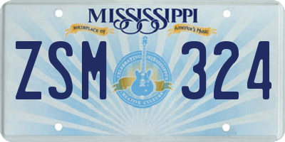 MS license plate ZSM324