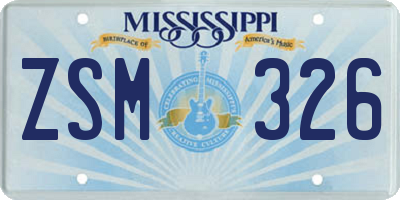 MS license plate ZSM326