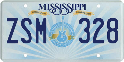 MS license plate ZSM328