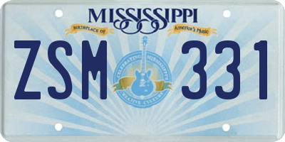 MS license plate ZSM331