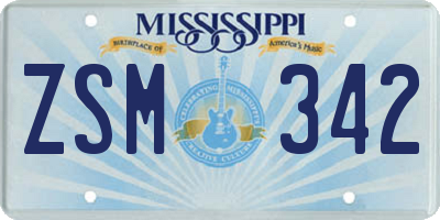 MS license plate ZSM342