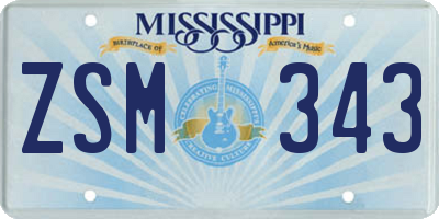 MS license plate ZSM343