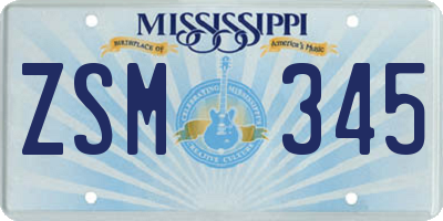 MS license plate ZSM345