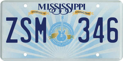MS license plate ZSM346