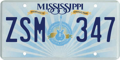MS license plate ZSM347