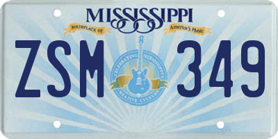 MS license plate ZSM349