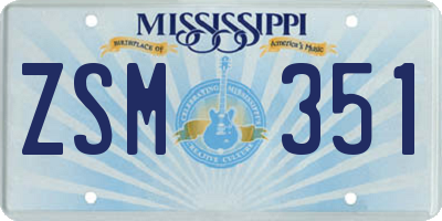 MS license plate ZSM351