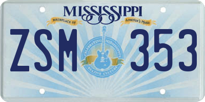 MS license plate ZSM353