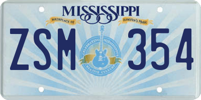 MS license plate ZSM354