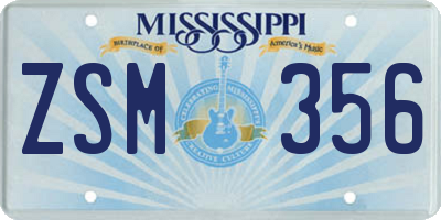 MS license plate ZSM356