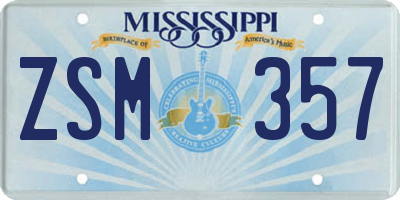 MS license plate ZSM357