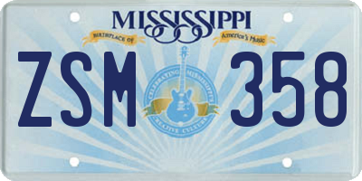 MS license plate ZSM358