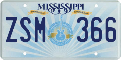 MS license plate ZSM366