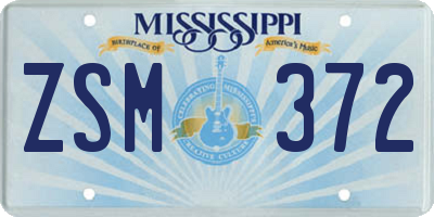 MS license plate ZSM372