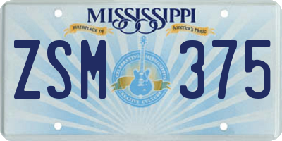 MS license plate ZSM375