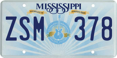 MS license plate ZSM378
