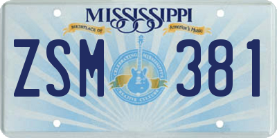 MS license plate ZSM381