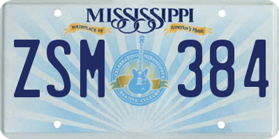 MS license plate ZSM384
