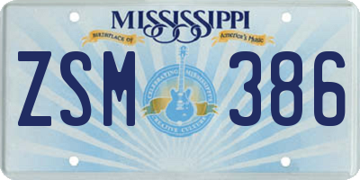 MS license plate ZSM386