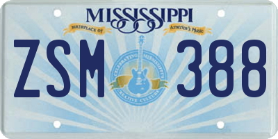 MS license plate ZSM388