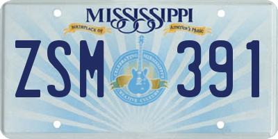MS license plate ZSM391