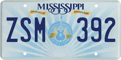 MS license plate ZSM392