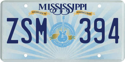 MS license plate ZSM394