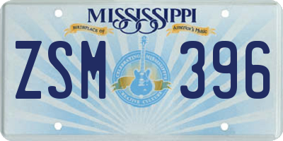 MS license plate ZSM396