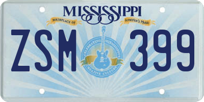 MS license plate ZSM399