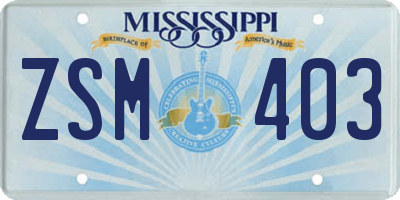 MS license plate ZSM403